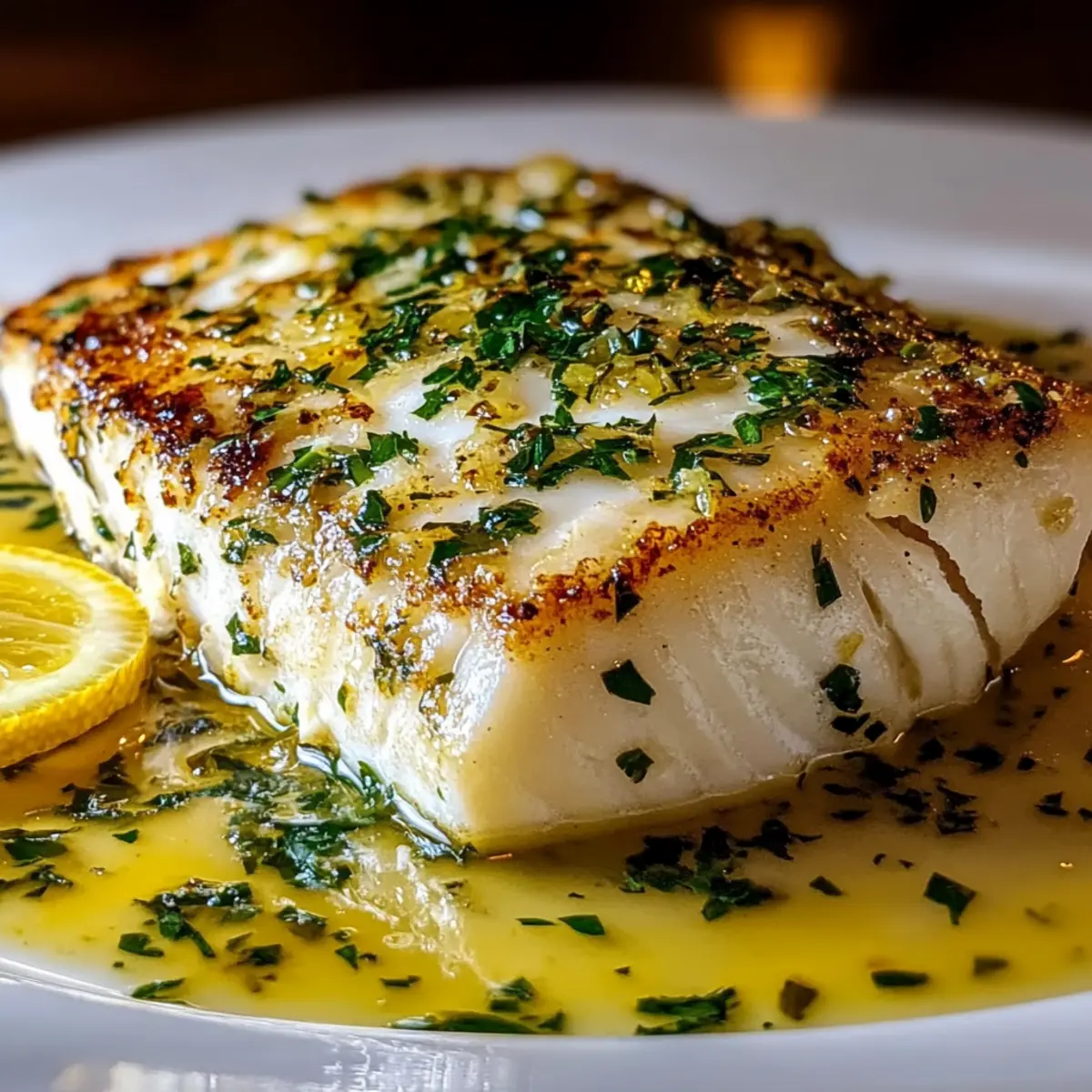Halibut with Lemon Herb Butter Sauce