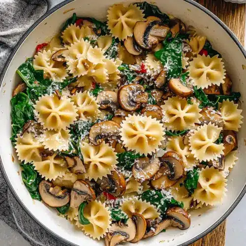 Parmesan Spinach Mushroom Pasta Skillet