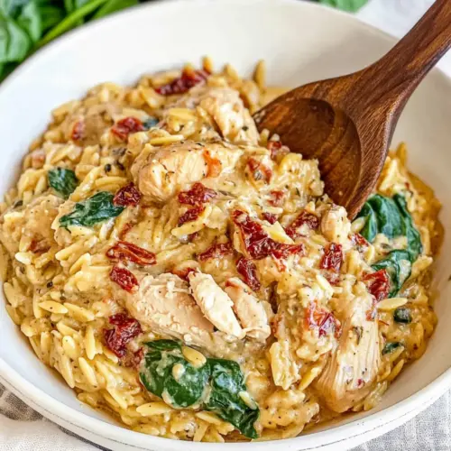 Slow Cooker Creamy Tuscan Chicken Orzo